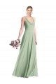 Chiffon Cowl Neck Open Back A-Line Sage Bridesmaid Dress / Evening Dress Manchester