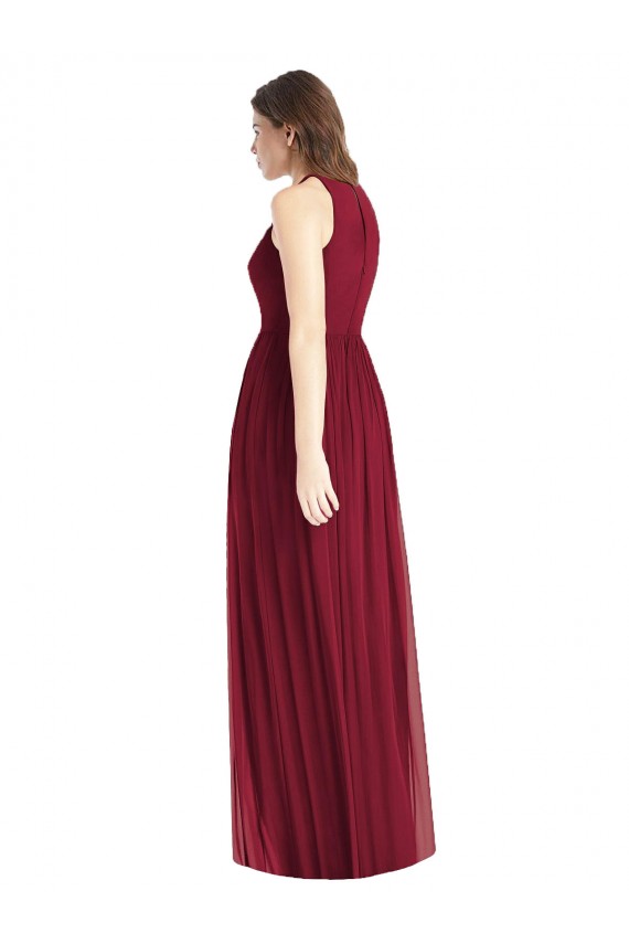 Soft Chiffon Halter Neck A-Line Lilac Bridesmaid Dress Manchester