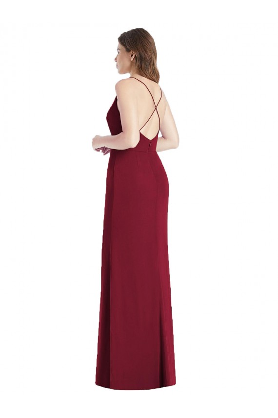 Soft Chiffon V-Neck Open Back Mermaid Hunter Bridesmaid Dress Manchester