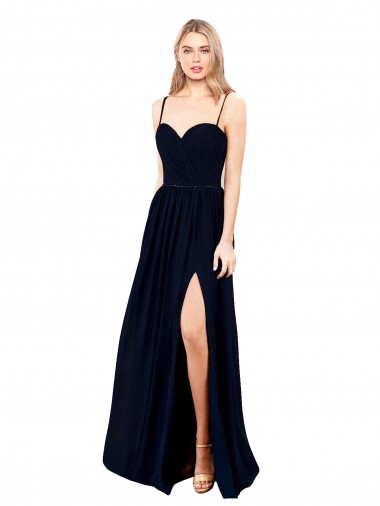 Soft Chiffon Sweetheart A-Line Dark Navy Formal Evening Gown / Bridesmaid Dress Manchester