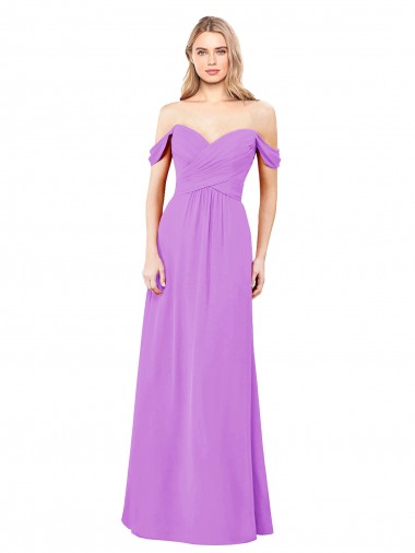 Soft Chiffon Sweetheart A-Line Violet Bridesmaid Dress Manchester