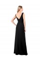 Soft Chiffon V-Neck V-Back A-Line Black Prom Dress / Bridesmaid Dress Manchester