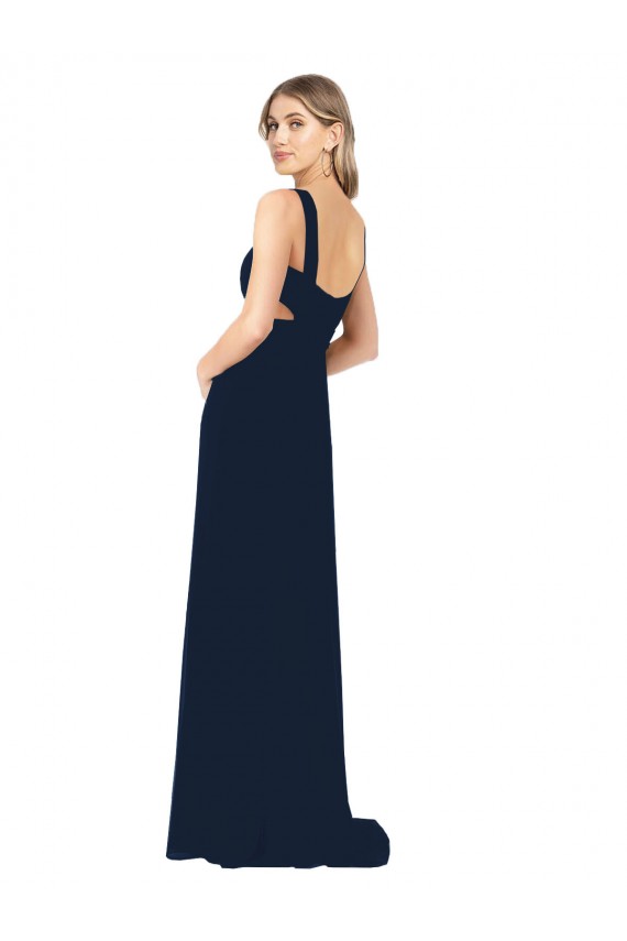 Chiffon V-Neck A-Line Dark Navy Bridesmaid Dress / Evening Dress Manchester
