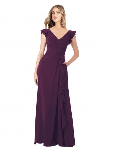 Soft Chiffon V-Neck A-Line Grape Formal Dress / Bridesmaid Dress Manchester