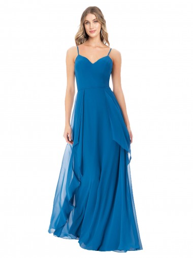 Soft Chiffon Sweetheart A-Line Peacock Blue Bridesmaid Dress Manchester