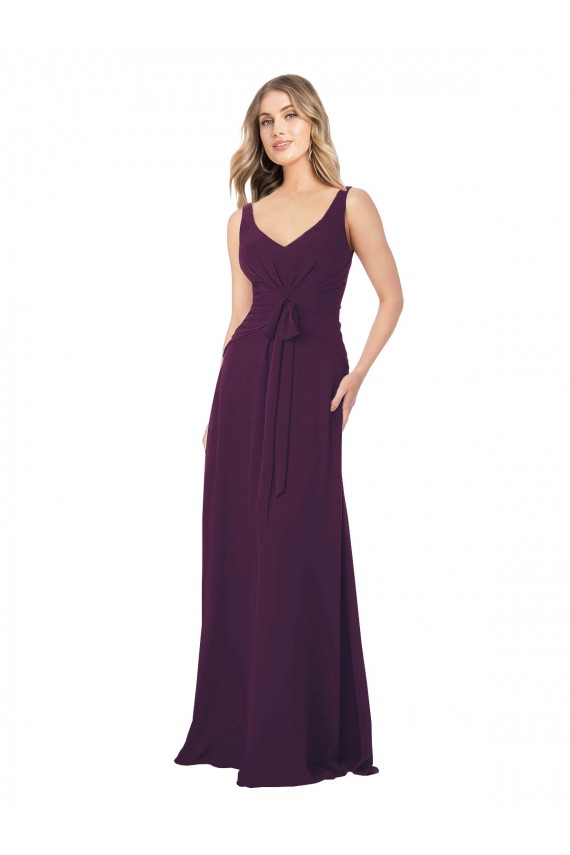 Chiffon V-Neck A-Line Grape Bridesmaid Dress Manchester