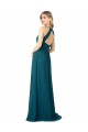 Soft Chiffon High Neck Keyhole Back A-Line Windsor Blue Bridesmaid Dress Manchester