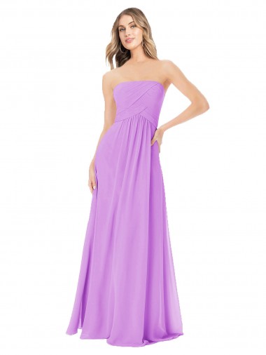 Soft Chiffon Strapless A-Line Violet Bridesmaid Dress Manchester
