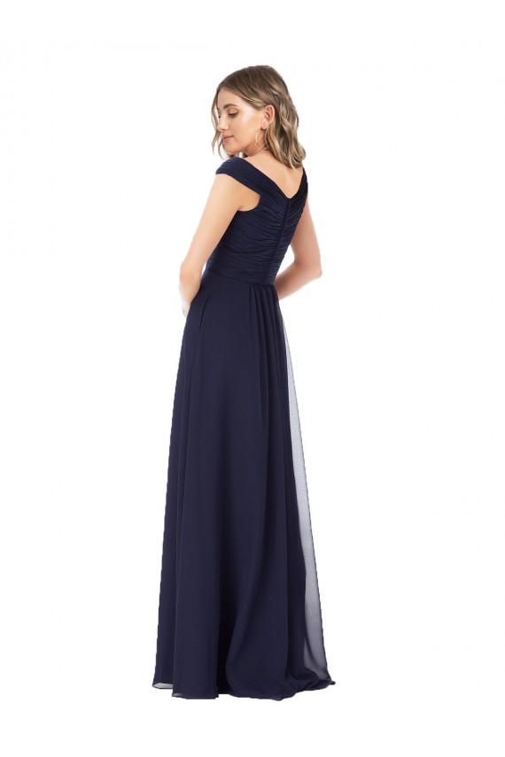 Soft Chiffon Off the Shoulder A-Line Dark Navy Evening Dress / Bridesmaid Dress Manchester