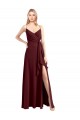 Chiffon V-Neck Low Back A-Line Burgundy Gold Bridesmaid Dress Manchester