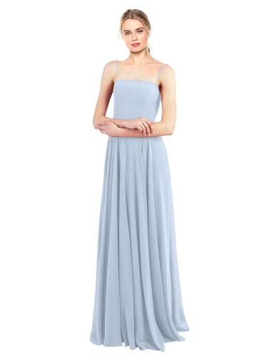 Soft Chiffon Square Neck Low Back A-Line Light Sky Blue Bridesmaid Dress Manchester