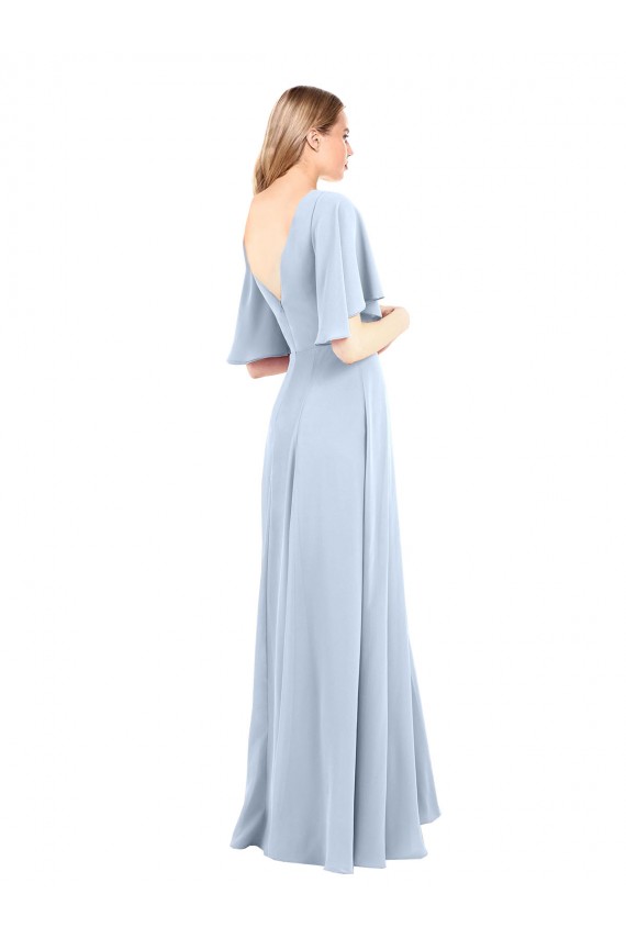 Chiffon V-Neck V-Back A-Line Light Sky Blue Bridesmaid Dress / Evening Dress Manchester