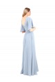 Chiffon V-Neck V-Back A-Line Light Sky Blue Bridesmaid Dress / Evening Dress Manchester