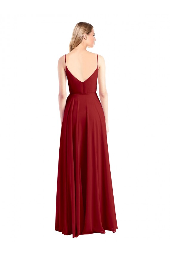 Luxe Chiffon V-Neck V-Back A-Line Red Bridesmaid Dress Manchester