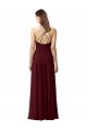 Soft Chiffon High Neck Open Back A-Line Burgundy Gold Bridesmaid Dress Manchester