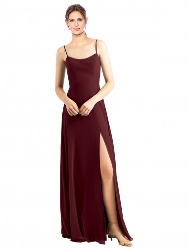 Chiffon Scoop Neck A-Line Burgundy Gold Bridesmaid Dress / Evening Dress Manchester