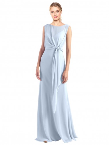 Chiffon V-Neck Keyhole Back A-Line Light Sky Blue Bridesmaid Dress / Evening Gowns Manchester