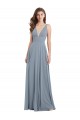 Chiffon V-Neck V-Back A-Line Dusty Blue Bridesmaid Dress / Evening Gowns Manchester