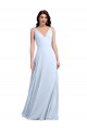 Soft Chiffon V-Neck V-Back A-Line Light Sky Blue Evening Dress / Bridesmaid Dress Manchester