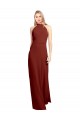 Soft Chiffon High Neck Open Back A-Line Burgundy Prom Dress / Bridesmaid Dress Manchester