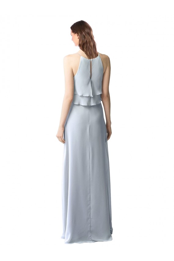 Soft Chiffon Halter Neck A-Line Light Sky Blue Bridesmaid Dresses Manchester
