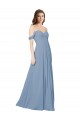 Chiffon Sweetheart Low Back A-Line Dusty Blue Wedding Party Dress Manchester
