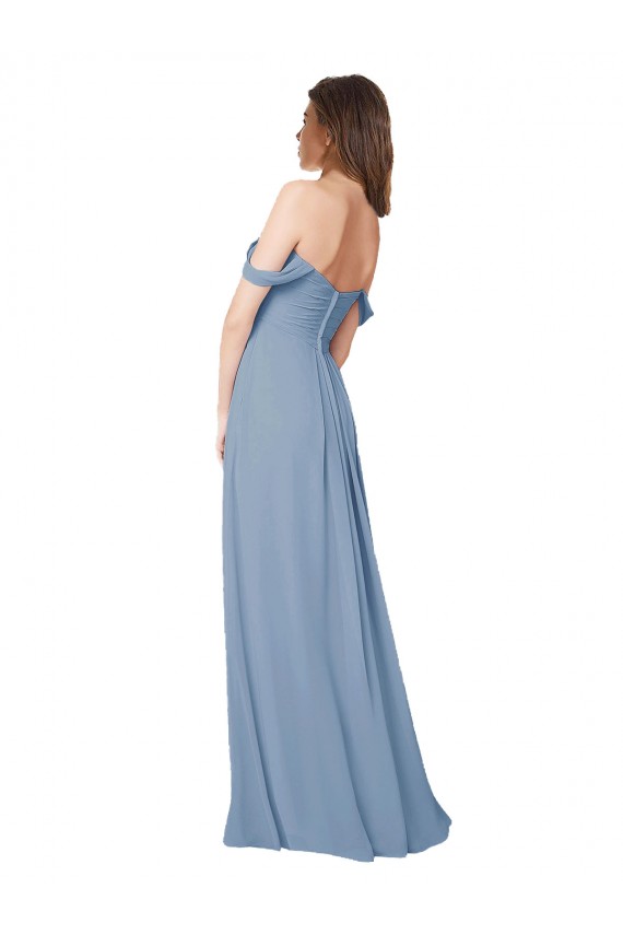 Chiffon Sweetheart Low Back A-Line Dusty Blue Wedding Party Dress Manchester
