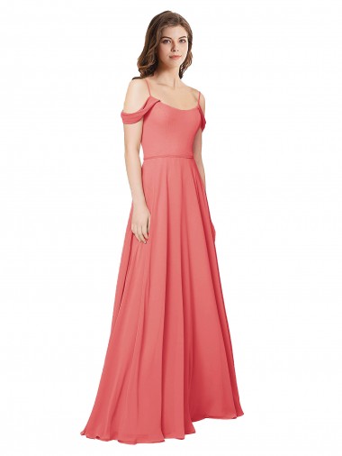 Soft Chiffon Off the Shoulder Low Back A-Line Desert Rose Bridesmaid Dress Manchester