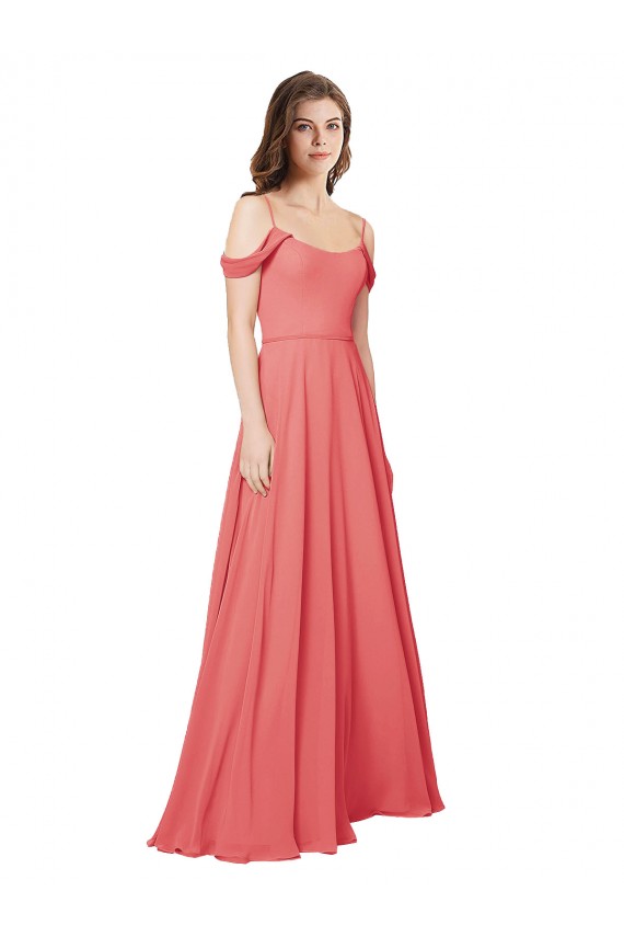 Soft Chiffon Off the Shoulder Low Back A-Line Desert Rose Bridesmaid Dress Manchester