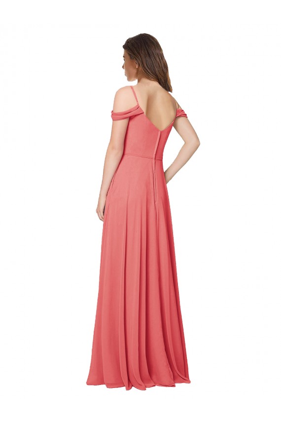 Soft Chiffon Off the Shoulder Low Back A-Line Desert Rose Bridesmaid Dress Manchester