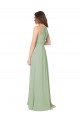 Soft Chiffon Halter Neck Keyhole Back A-Line Smoke Green Bridesmaid Dress Manchester