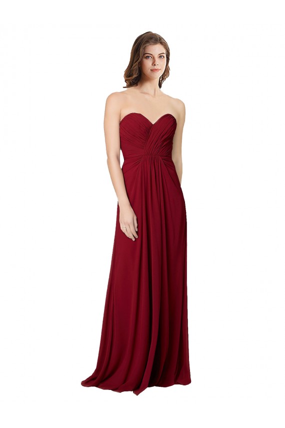 Chiffon Sweetheart Open Back A-Line Burgundy Bridesmaid Dress Manchester