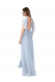 Soft Chiffon V-Neck Open Back A-Line Light Sky Blue Bridesmaid Dress / Formal Dress Manchester