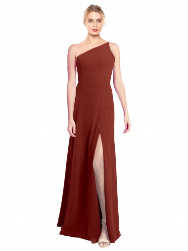 Soft Chiffon One Shoulder A-Line Burgundy Formal Dress / Bridesmaid Dress Manchester