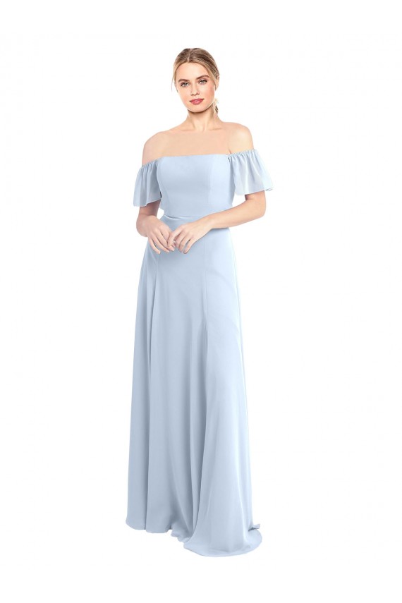 Soft Chiffon Square Neck V-Back A-Line Light Sky Blue Formal Dress / Bridesmaid Dress Manchester