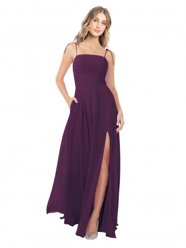 Soft Chiffon Strapless Keyhole Back A-Line Grape Bridesmaid Dress Manchester