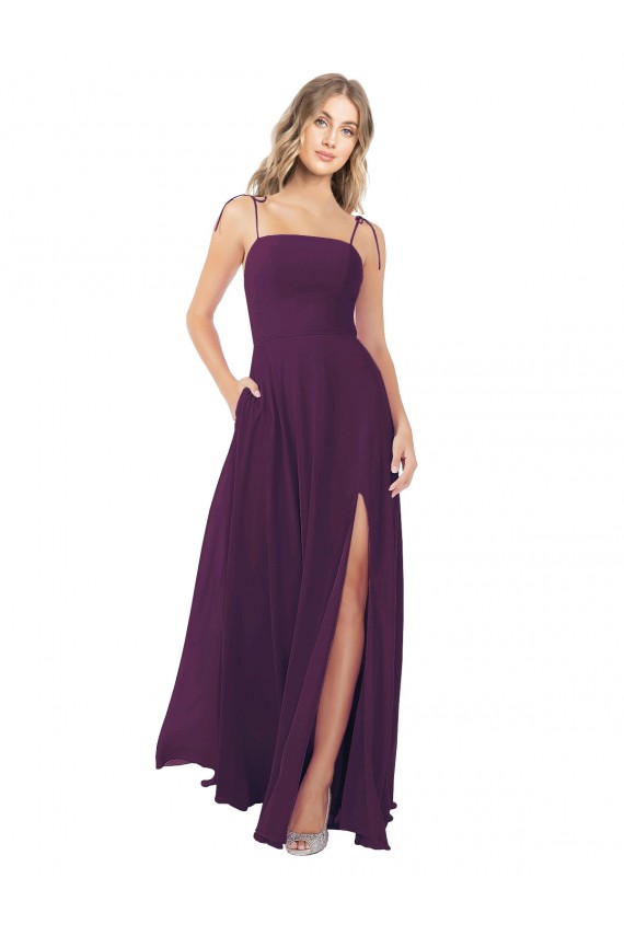 Soft Chiffon Strapless Keyhole Back A-Line Grape Bridesmaid Dress Manchester