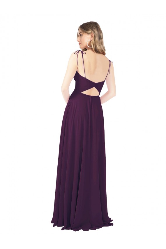Soft Chiffon Strapless Keyhole Back A-Line Grape Bridesmaid Dress Manchester
