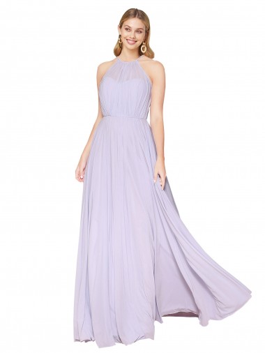 Soft Chiffon High Neck A-Line Lilac Formal Evening Gown / Prom Dress / Bridesmaid Dress Manchester