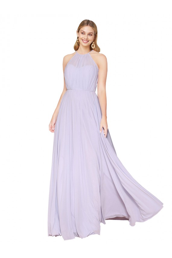Soft Chiffon High Neck A-Line Lilac Formal Evening Gown / Prom Dress / Bridesmaid Dress Manchester