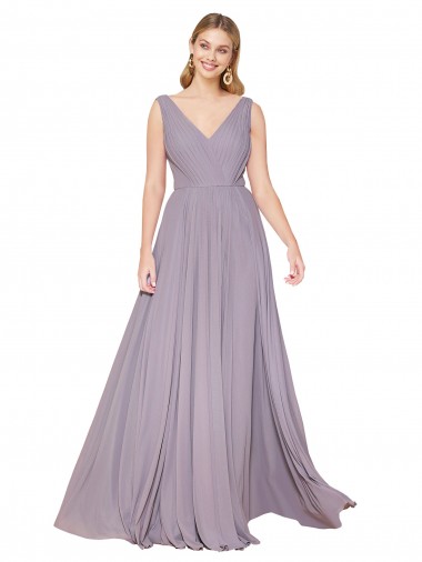 Soft Chiffon High Neck V-Back A-Line Dusty Rose Formal Evening Gown / Prom Dress / Bridesmaid Dress Manchester