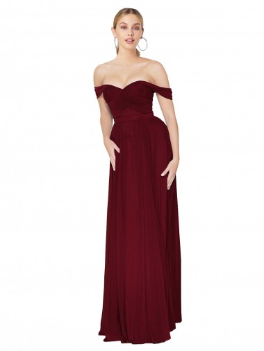 Soft Chiffon High Neck Mermaid Burgundy Formal Dress / Bridesmaid Dress Manchester