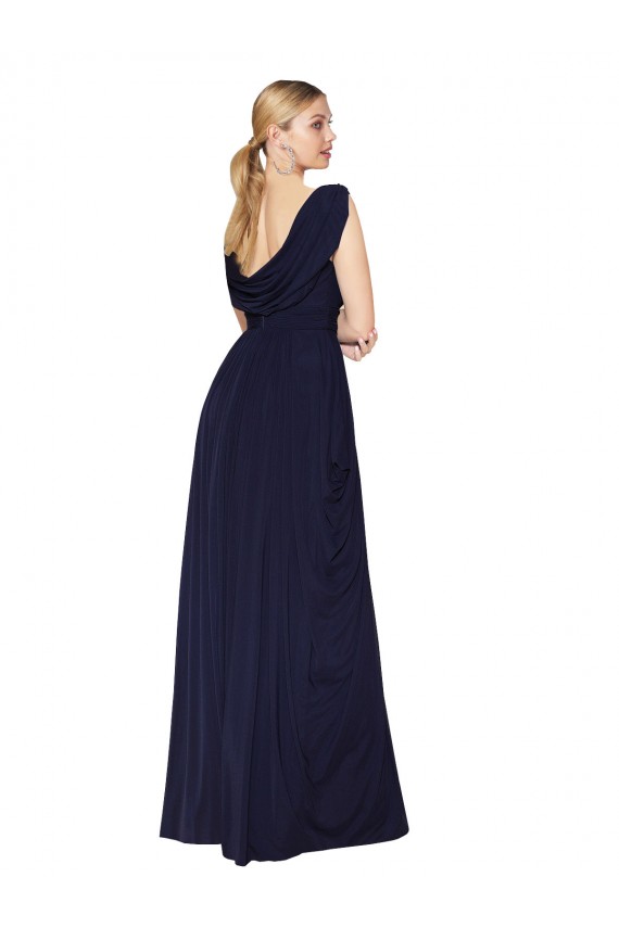 Soft Chiffon High Neck A-Line Dark Navy Formal Evening Gown / Prom Dress / Bridesmaid Dress Manchester