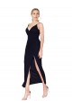 Soft Chiffon High Neck Knee Length Mermaid Dark Navy Formal Evening Gown / Prom Dress / Bridesmaid Dress Manchester
