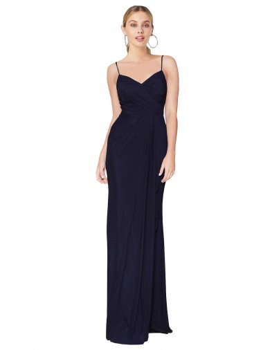 Soft Chiffon High Neck V-Back Mermaid Dark Navy Bridesmaid Dress / Formal Dress Manchester