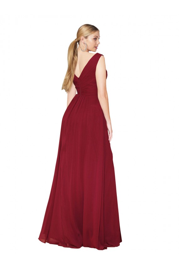Soft Chiffon High Neck V-Back A-Line Burgundy Black Tie Evening Gown / Prom Dress / Bridesmaid Dress Manchester