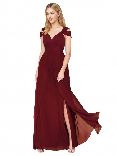 Soft Chiffon High Neck A-Line Burgundy Formal Evening Gown / Prom Dress / Bridesmaid Dress Manchester