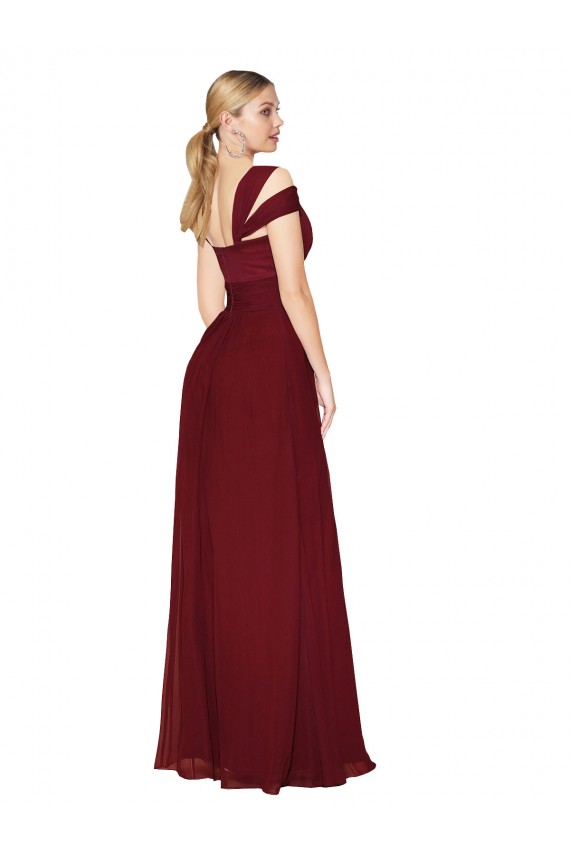 Soft Chiffon High Neck A-Line Burgundy Formal Evening Gown / Prom Dress / Bridesmaid Dress Manchester