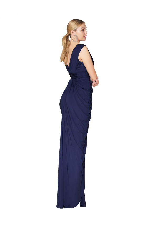 Soft Chiffon High Neck V-Back Mermaid Dark Navy Formal Evening Gown / Prom Dress / Bridesmaid Dress Manchester