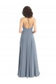 Soft Chiffon Cowl Neck V-Back A-Line Dusty Blue Bridesmaid Dress Manchester